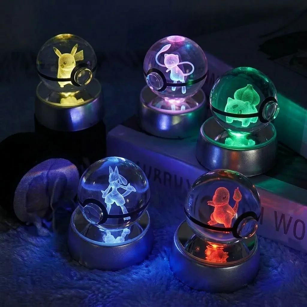 Pokéballs en crisal allumées dans un décor